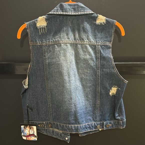 Women’s Distressed Jean Vest - Picture 2 of 3